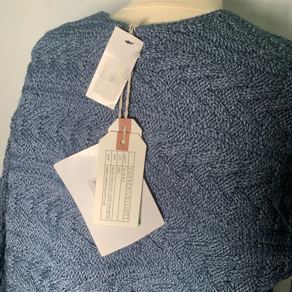 Current Elliott Blue Cable Knit Fringe Sweater Open Front, New w/ Tags, Size 1 - Picture 6 of 14